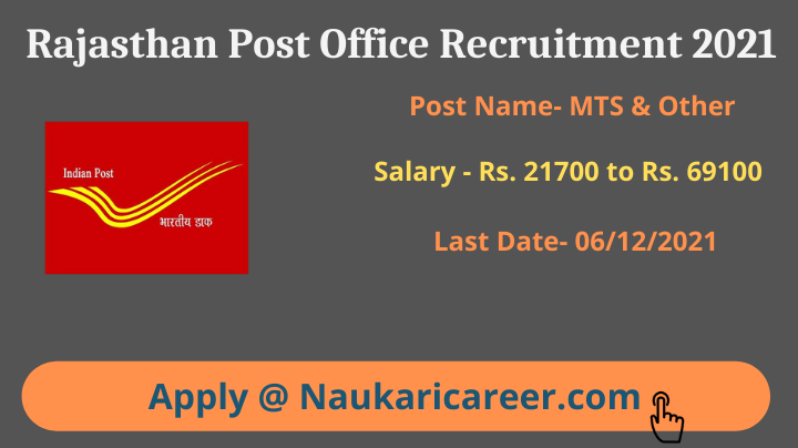 Rajasthan Post Office Recruitment 2021 