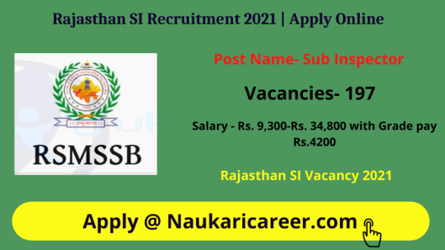 Rajasthan SI Recruitment 2021 